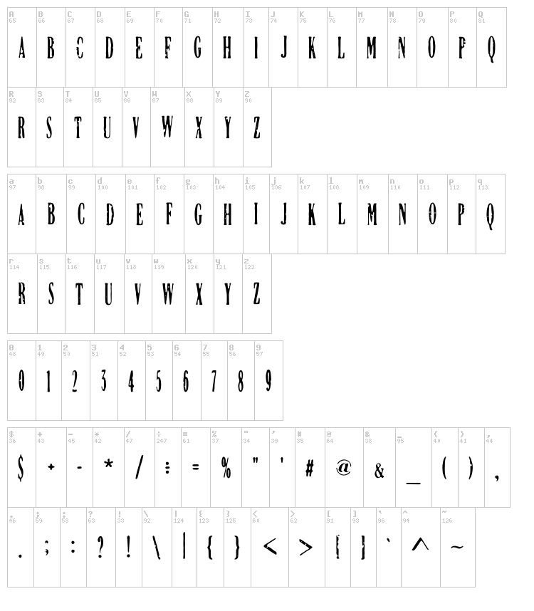 DCC Manifest font map